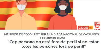 MANIFEST CONJUNT CCOO I UGT DE CATALUNYA PER A LA DIADA NACIONAL DE CATALUNYA
