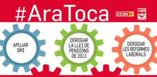 LA UGT I CCOO TORNEM A PORTAR A LA DELEGACIÓ DEL GOVERN LES DEMANDES DE DEROGACIÓ DE LA LLEI DE PENSIONS DE 2013 I LES REFORMES LABORALS I LA PUJADA DEL SMI